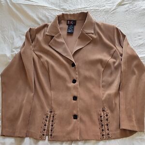 R&K Women's Brown Blazer with Embroidered Details